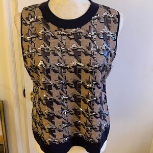 Ann Taylor Sequin Houndstooth Shell SZ. Lg NWOT
